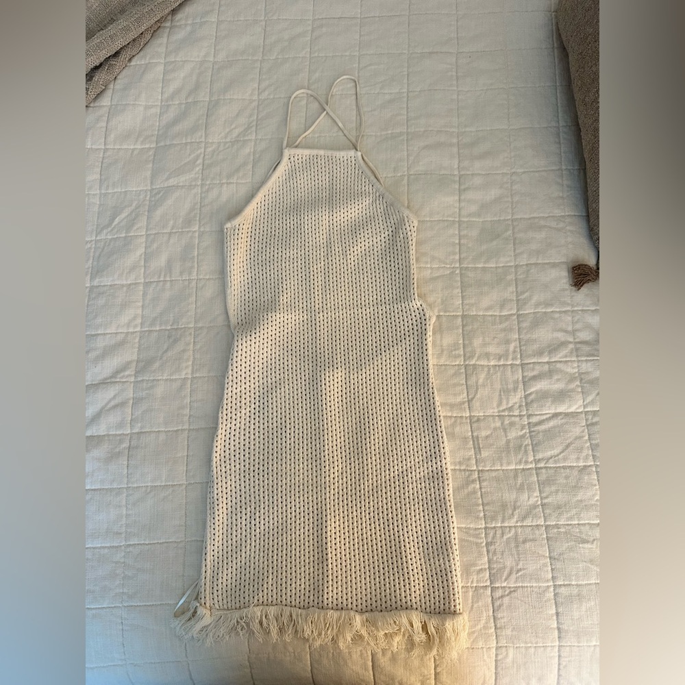 Cream Knit Halter Dress